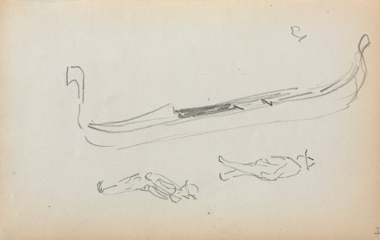 Cuaderno de bocetos italiano: Góndola y dos gondoleros (página 14) de Maurice Prendergast