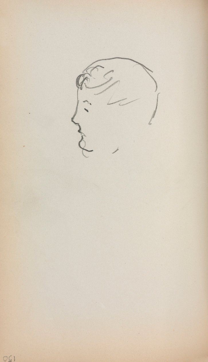 Cuaderno de bocetos italiano: Cabeza de hombre de perfil (página 150) de Maurice Prendergast