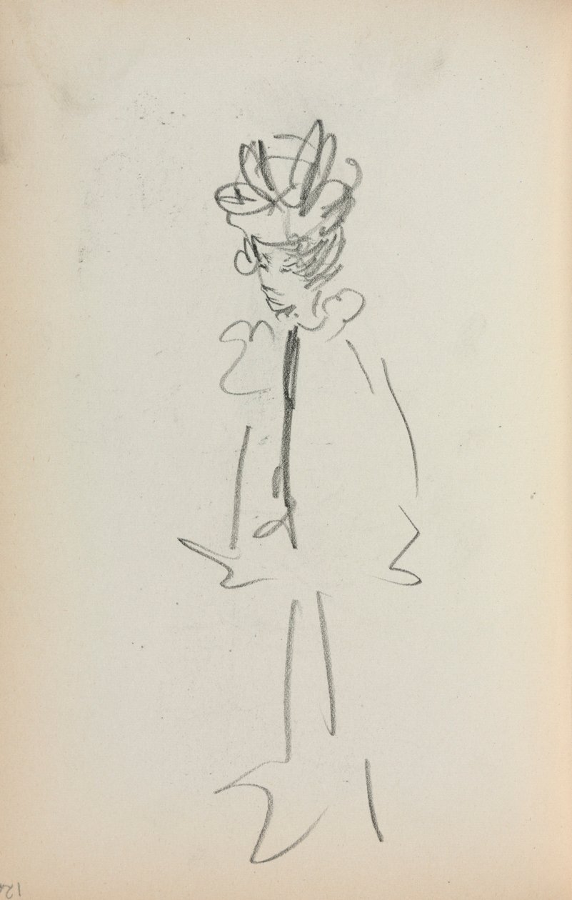 Cuaderno de bocetos italiano: Mujer de pie 3/4 Vista (página 126) de Maurice Prendergast