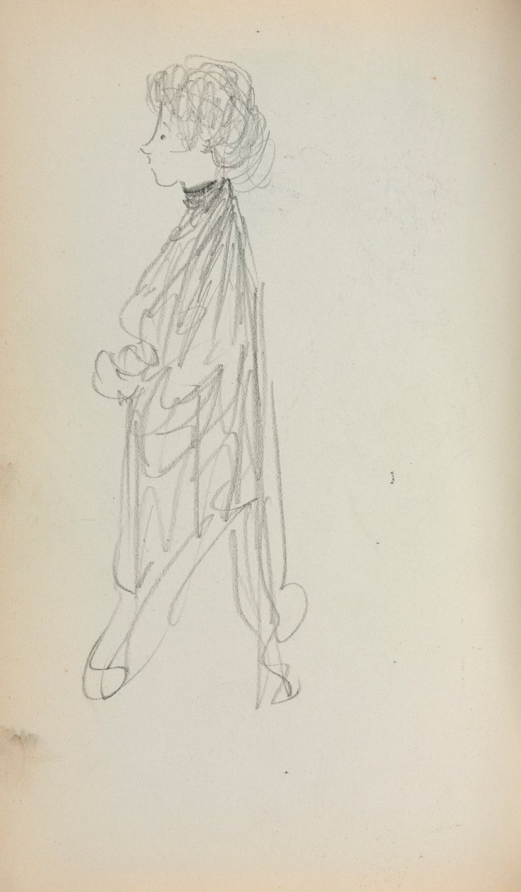 Cuaderno de bocetos italiano: Mujer de pie de perfil (página 51) de Maurice Prendergast