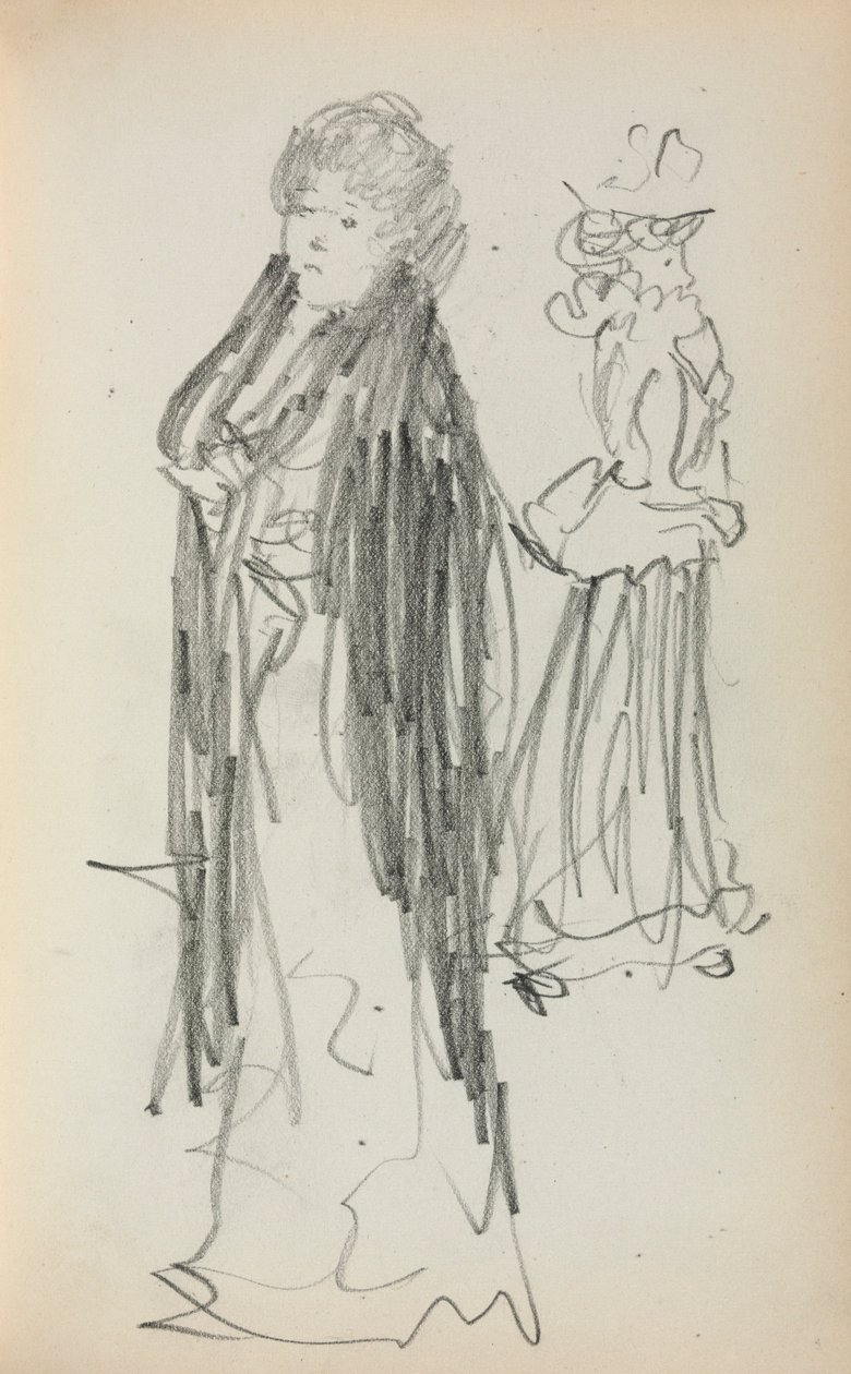 Cuaderno de bocetos italiano: Dos mujeres de pie (página 129) de Maurice Prendergast