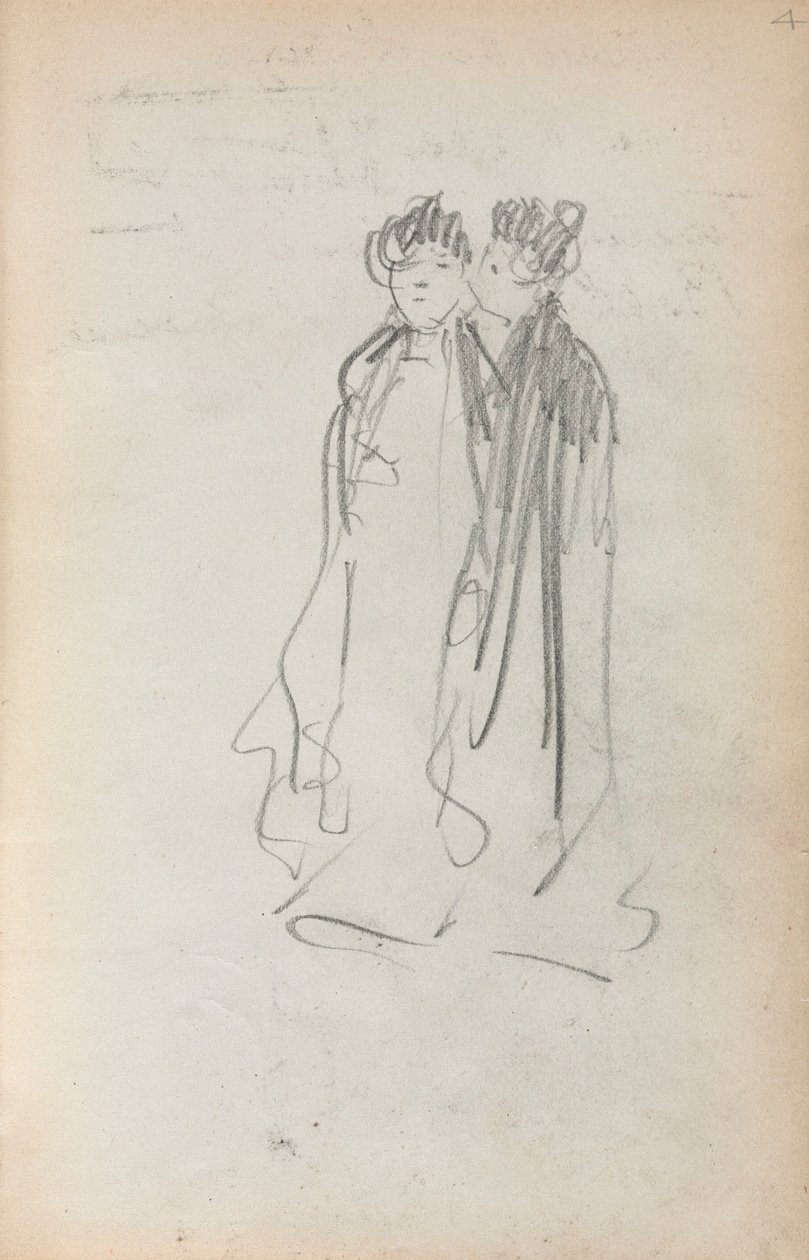 Cuaderno de bocetos italiano: Dos mujeres de pie (página 4) de Maurice Prendergast