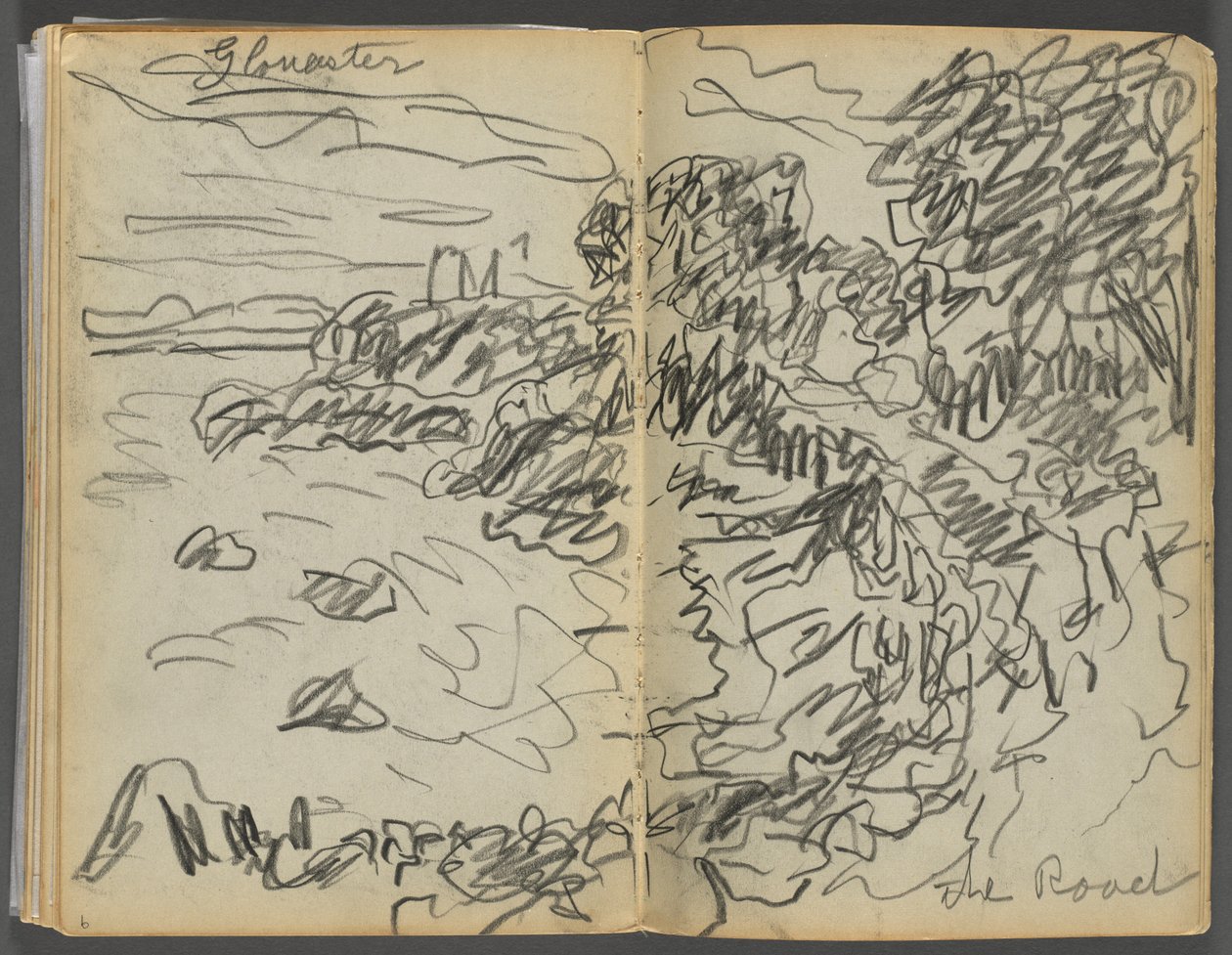 Sketchbook- The Granite Shore Hotel, Rockport, página 008  9: "Gloucester- The Road" de Maurice Prendergast