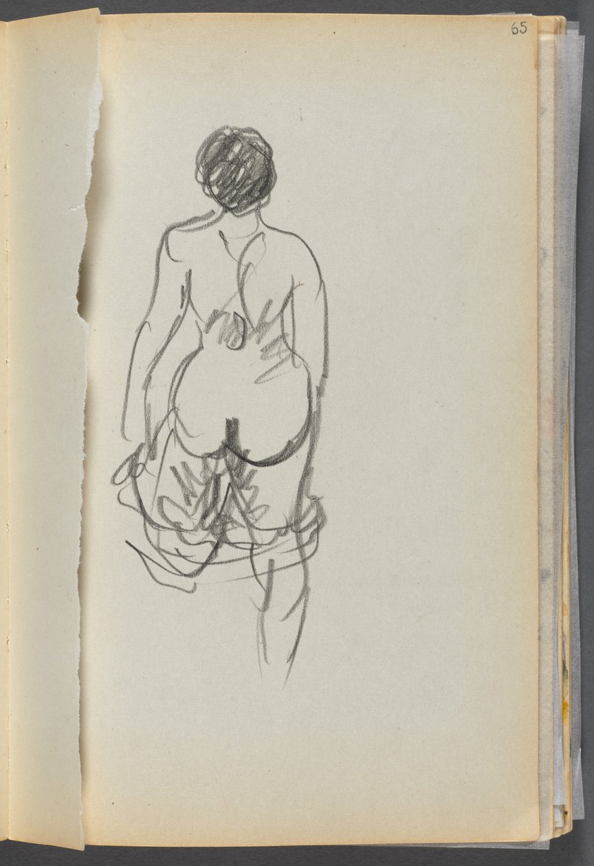 Sketchbook- The Granite Shore Hotel, Rockport, página 065: Mujer desnuda vista desde atrás de Maurice Prendergast