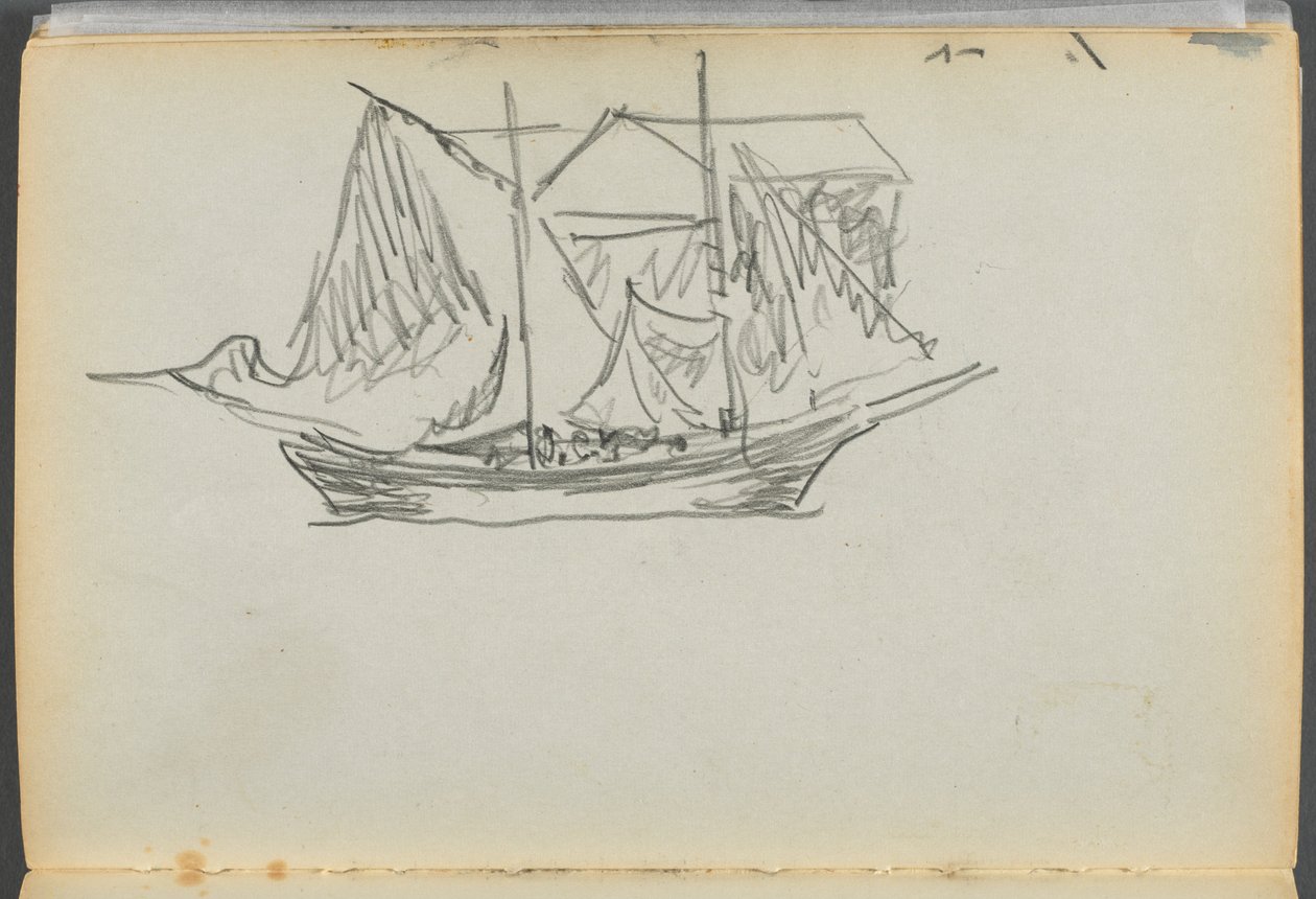 Libro de bocetos- The Granite Shore Hotel, Rockport, página 098: Velero de Maurice Prendergast