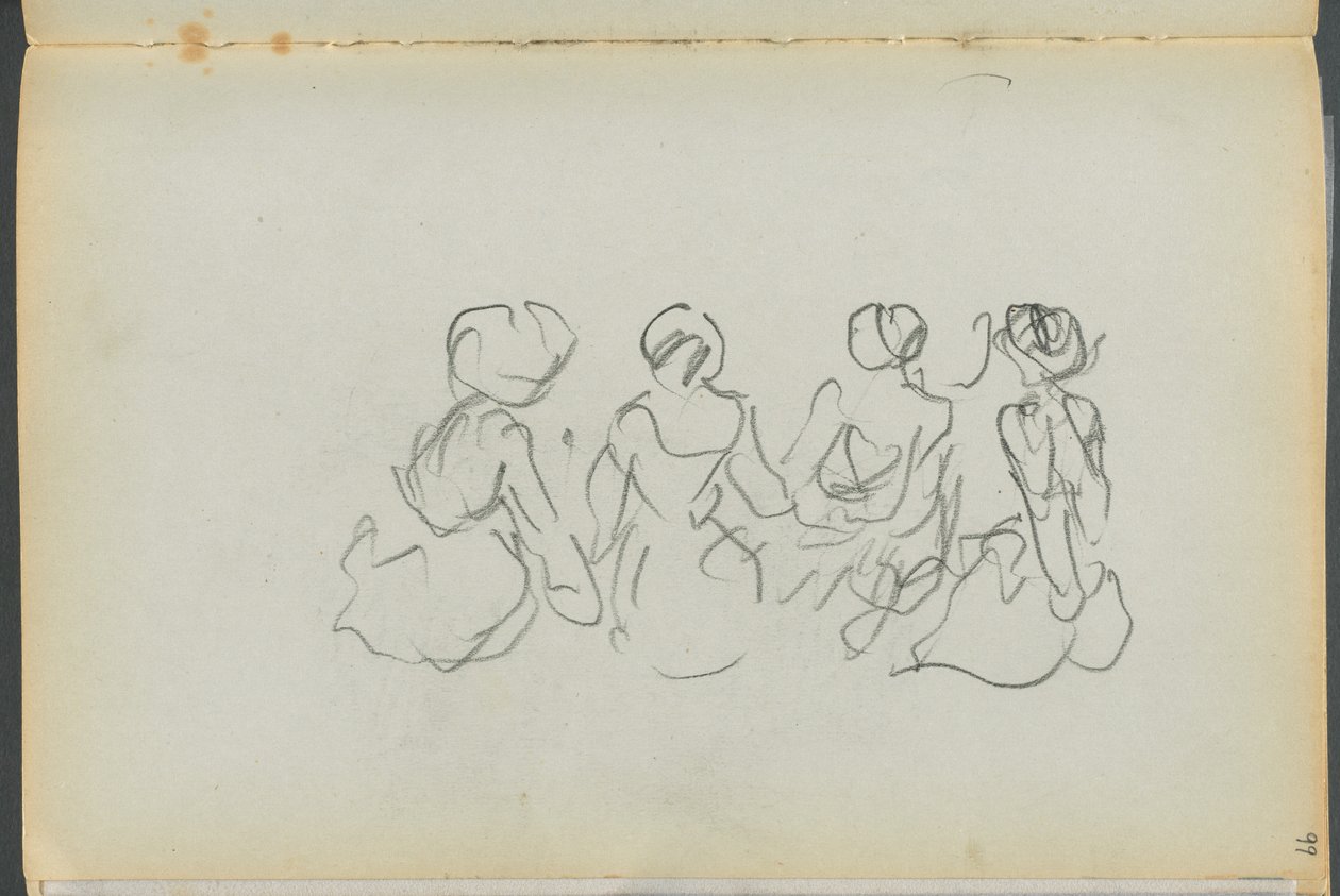 Libro de bocetos- The Granite Shore Hotel, Rockport, página 099: Figuras femeninas sentadas de Maurice Prendergast