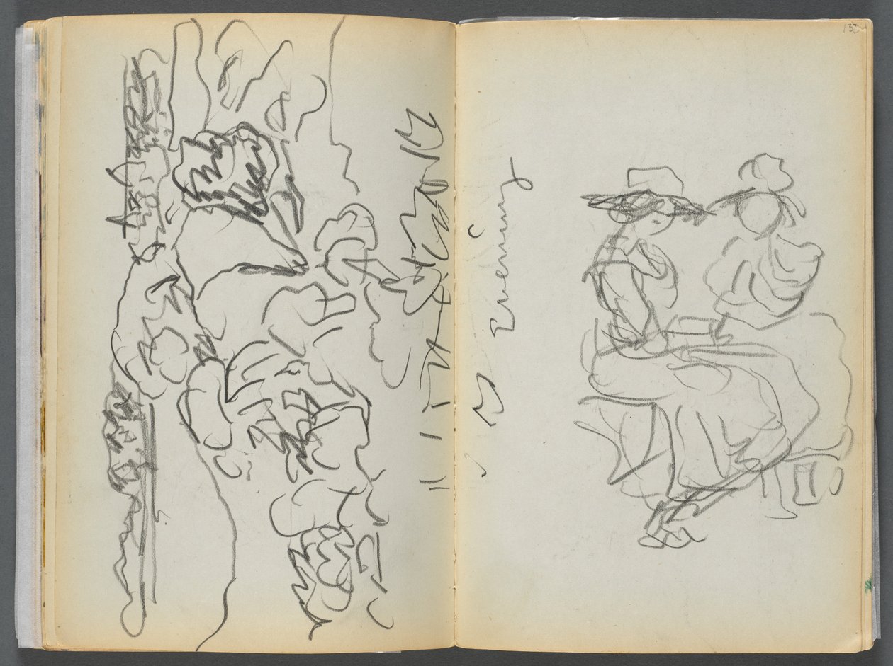 Sketchbook- The Granite Shore Hotel, Rockport, página 134 y 135: "Evening" (Atardecer) de Maurice Prendergast