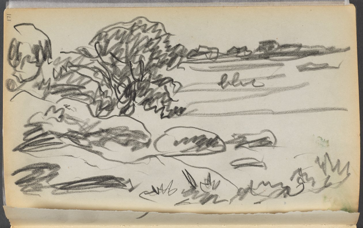 Libro de bocetos- The Granite Shore Hotel, Rockport, página 171: Paisaje de Maurice Prendergast