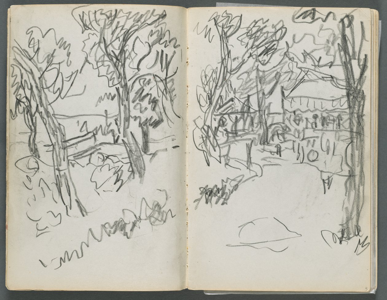 Cuaderno de bocetos, The Dells, N° 127, página 004 5: Paisaje de Maurice Prendergast