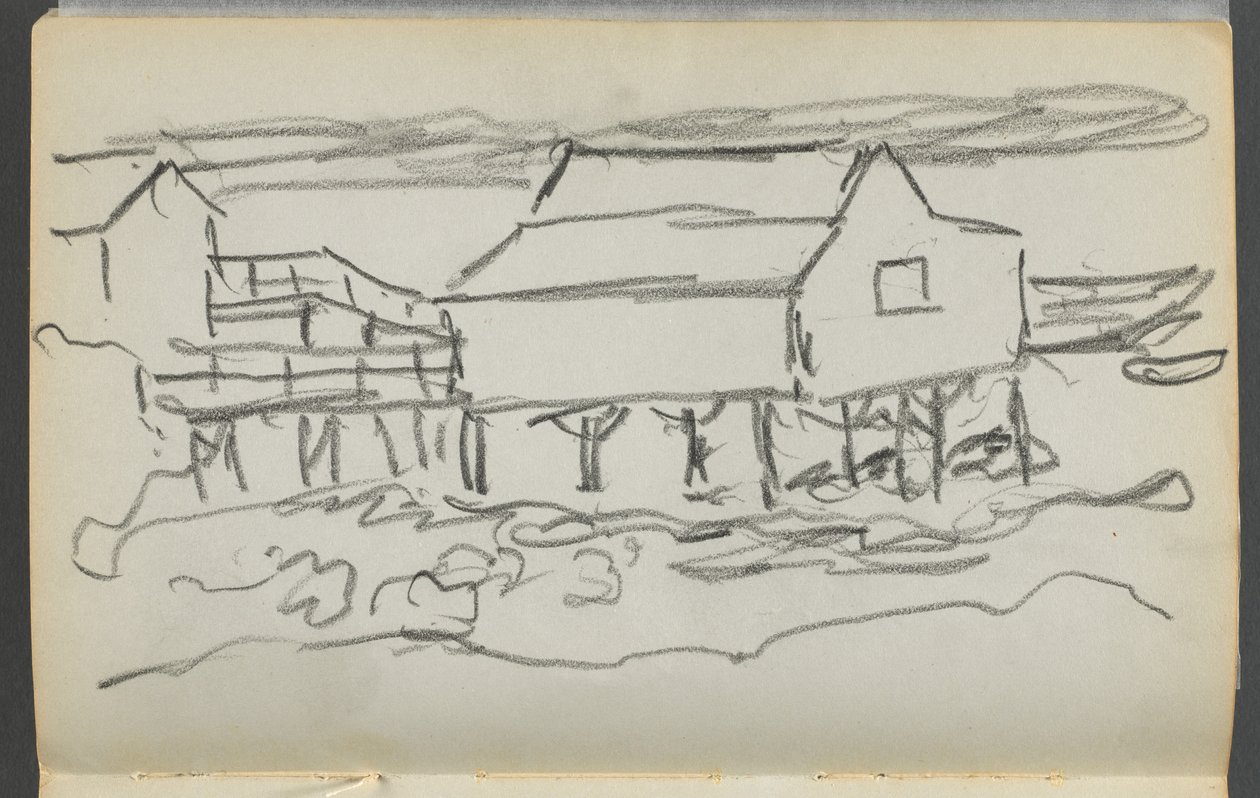 Cuaderno de bocetos, The Dells, N° 127, página 014: Casa en un muelle de Maurice Prendergast