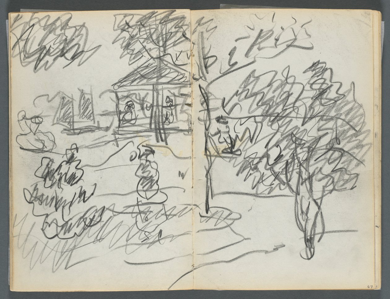 Cuaderno de bocetos, The Dells, N° 127, página 066  67: Paisaje de Maurice Prendergast