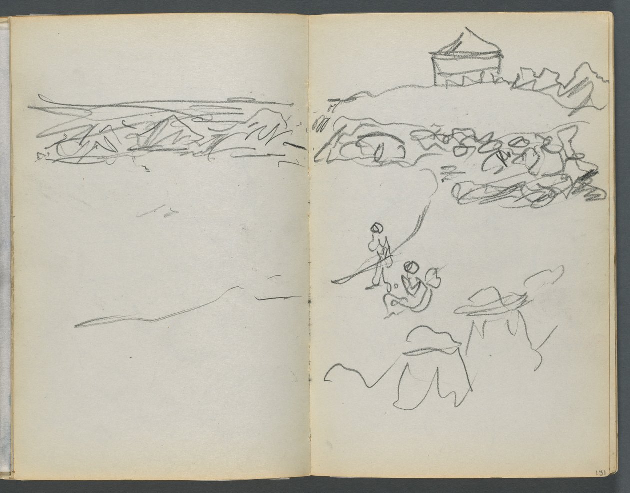 Cuaderno de bocetos, The Dells, N° 127, página 130  131: Vista de la costa de Maurice Prendergast