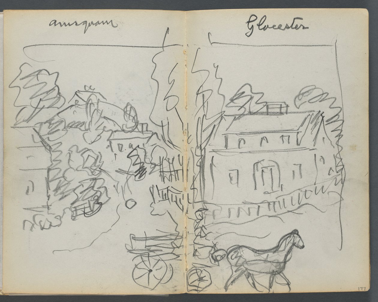 Sketchbook, The Dells, N° 127, página 176  177: "Annisquam - Glocester" de Maurice Prendergast