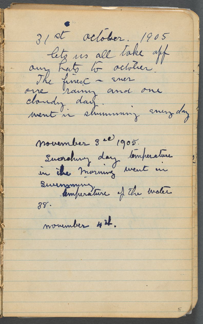 Cuaderno de bocetos, página 005: Notas de Maurice Prendergast