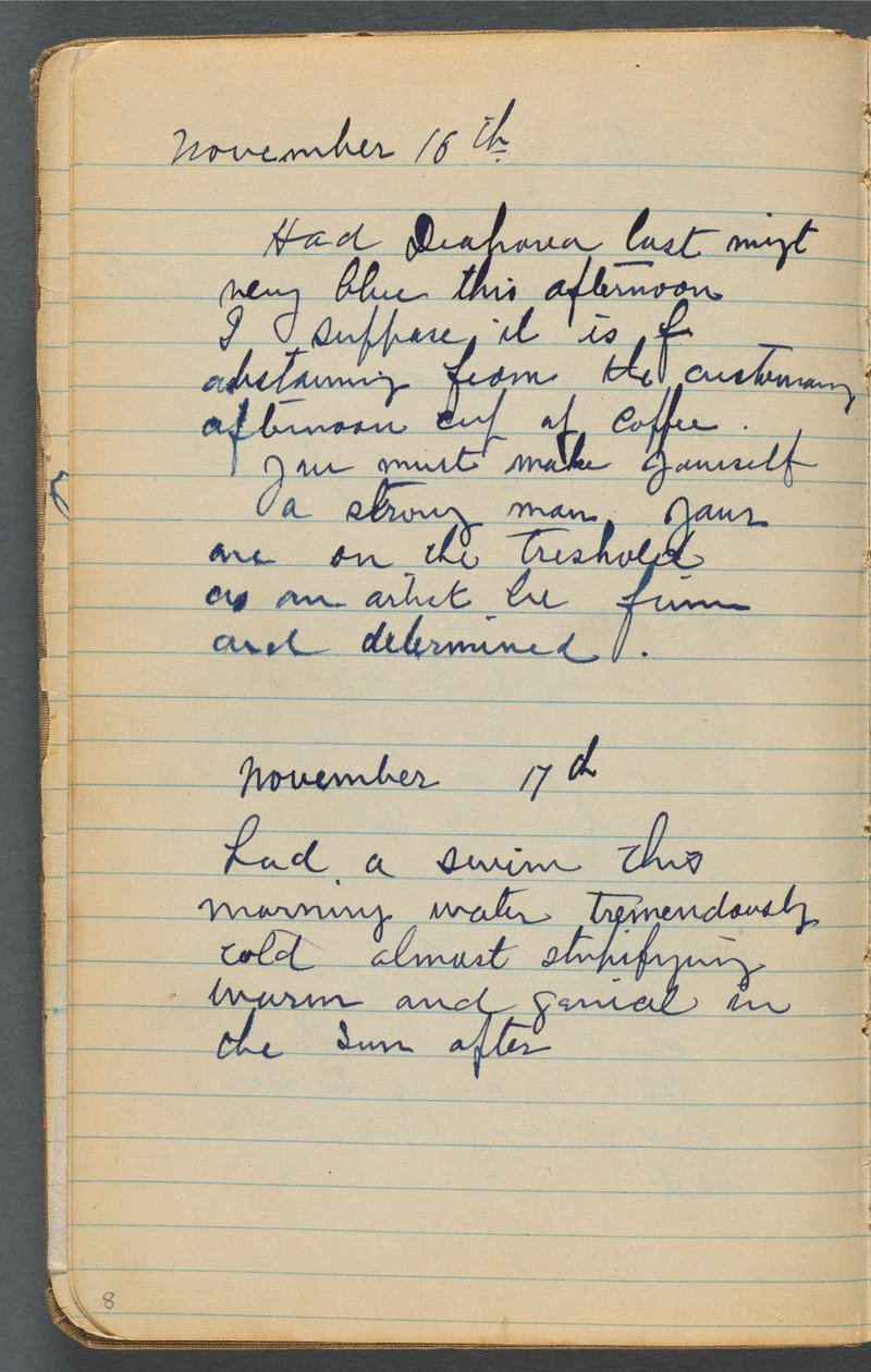 Cuaderno de bocetos, página 008: Notas de Maurice Prendergast