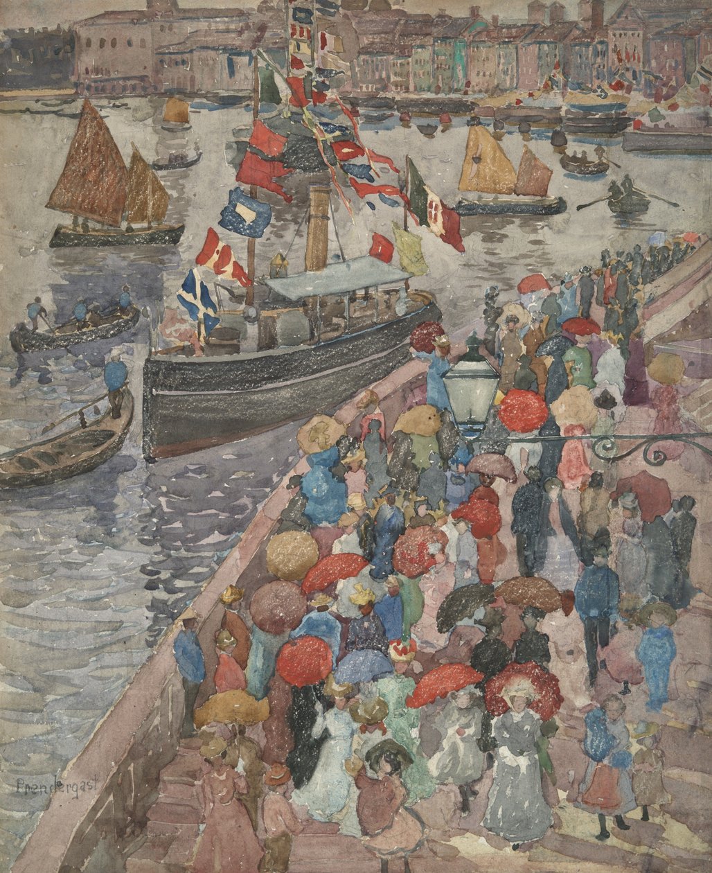 El muelle, Venecia (recto); Venetia Marina (verso) de Maurice Prendergast