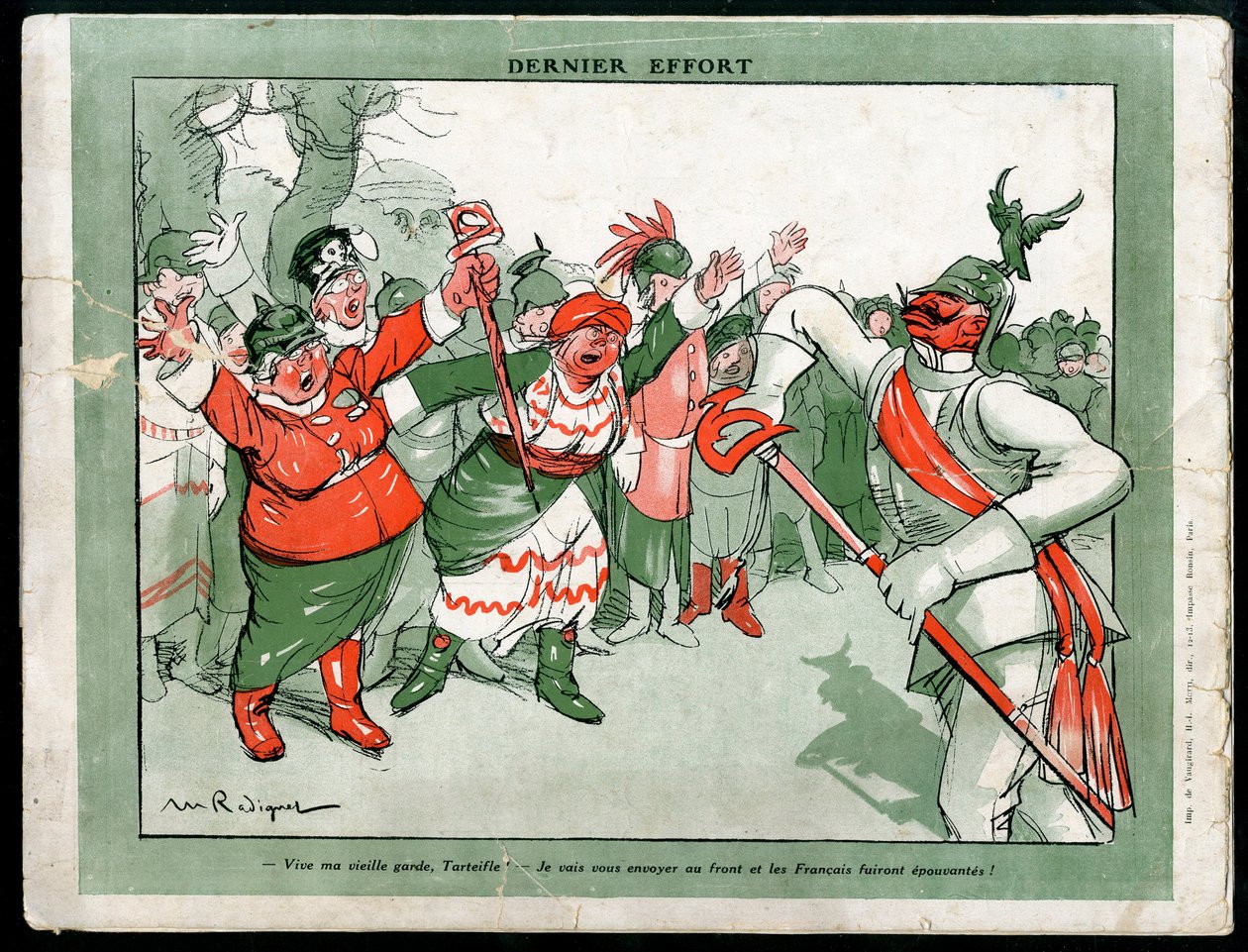 Ilustración de Maurice Radiguet (1866-1941) en Moda en Alemania, ca. 1915 - Último Esfuerzo - Guerra del 14-18, Alemania Prusia, Moda, Triple Alianza - Guillermo II de Maurice Radiguet