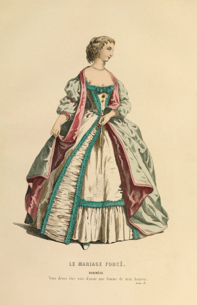 Traje para el papel de Dorimene, hacia 1868 (grabado) de Maurice Sand