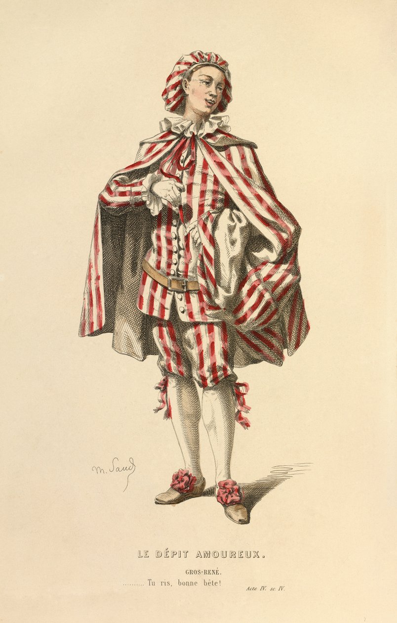 Traje para el papel de Gros - René, c.1868 (grabado) de Maurice Sand