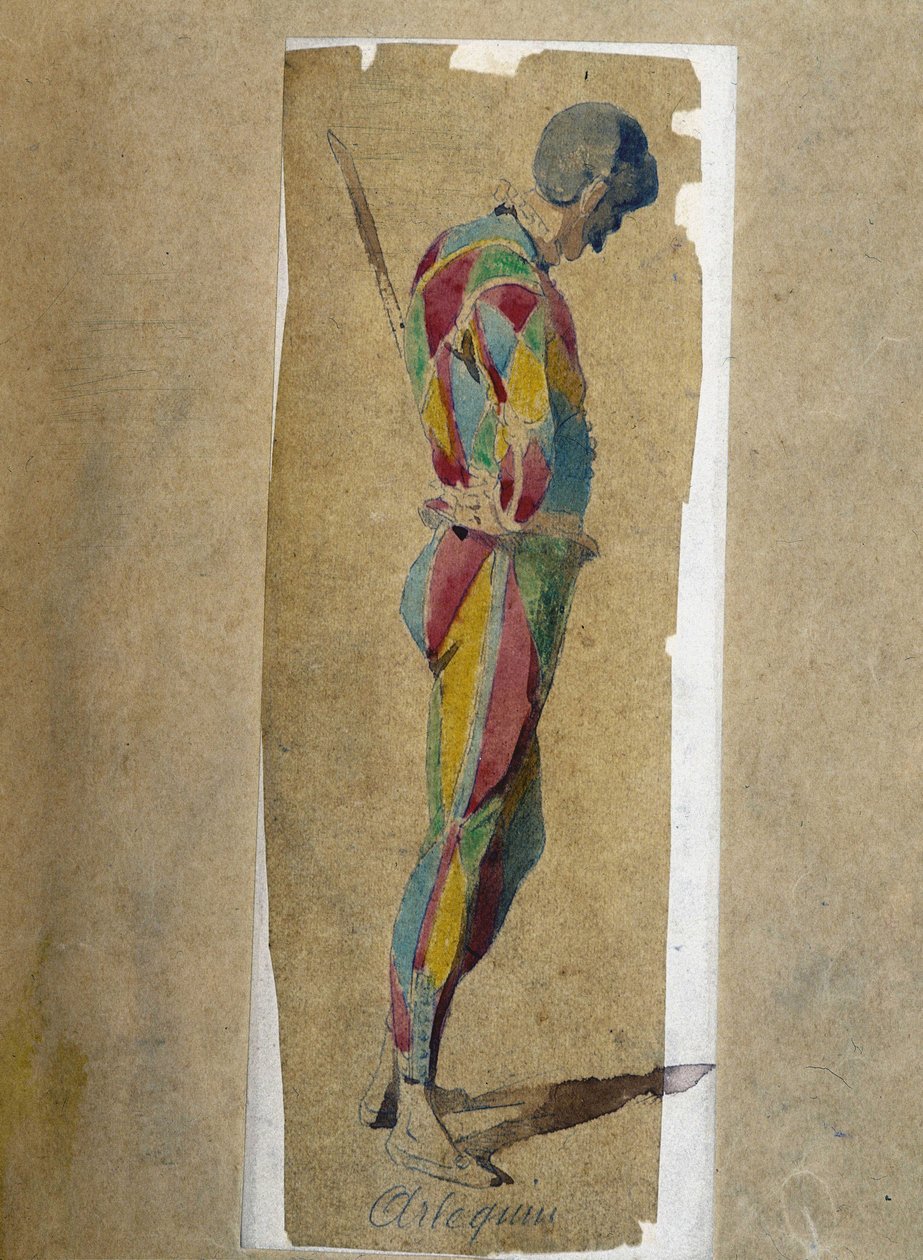 Arlequín, de "Masques et bouffons" (comedia italiana), texto y dibujos de Maurice Sand, grabados por A. Manceau, prefacio de Georges Sand de Maurice Sand