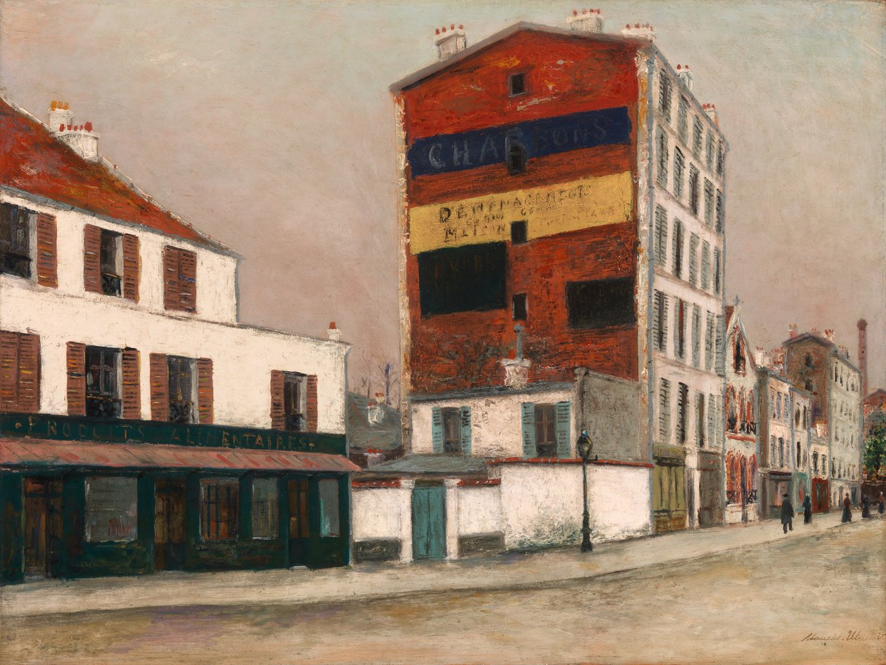 El muro rojo, Boulevard de la Chapelle, c. 1910 (óleo sobre tabla) de Maurice Utrillo