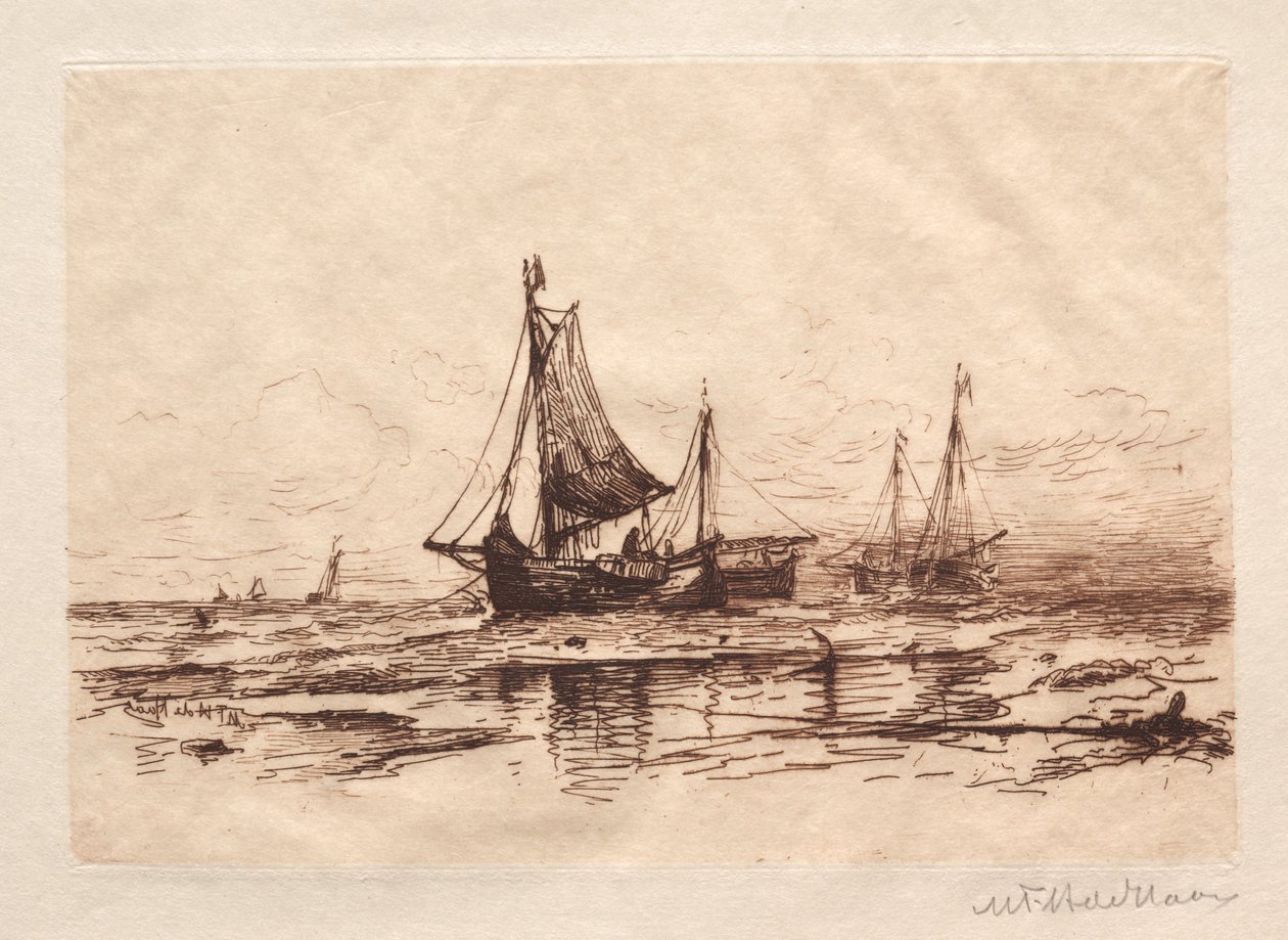 Barcos de pesca en la playa de Scheveningen de Maurits Frederik Hendrik De Haas