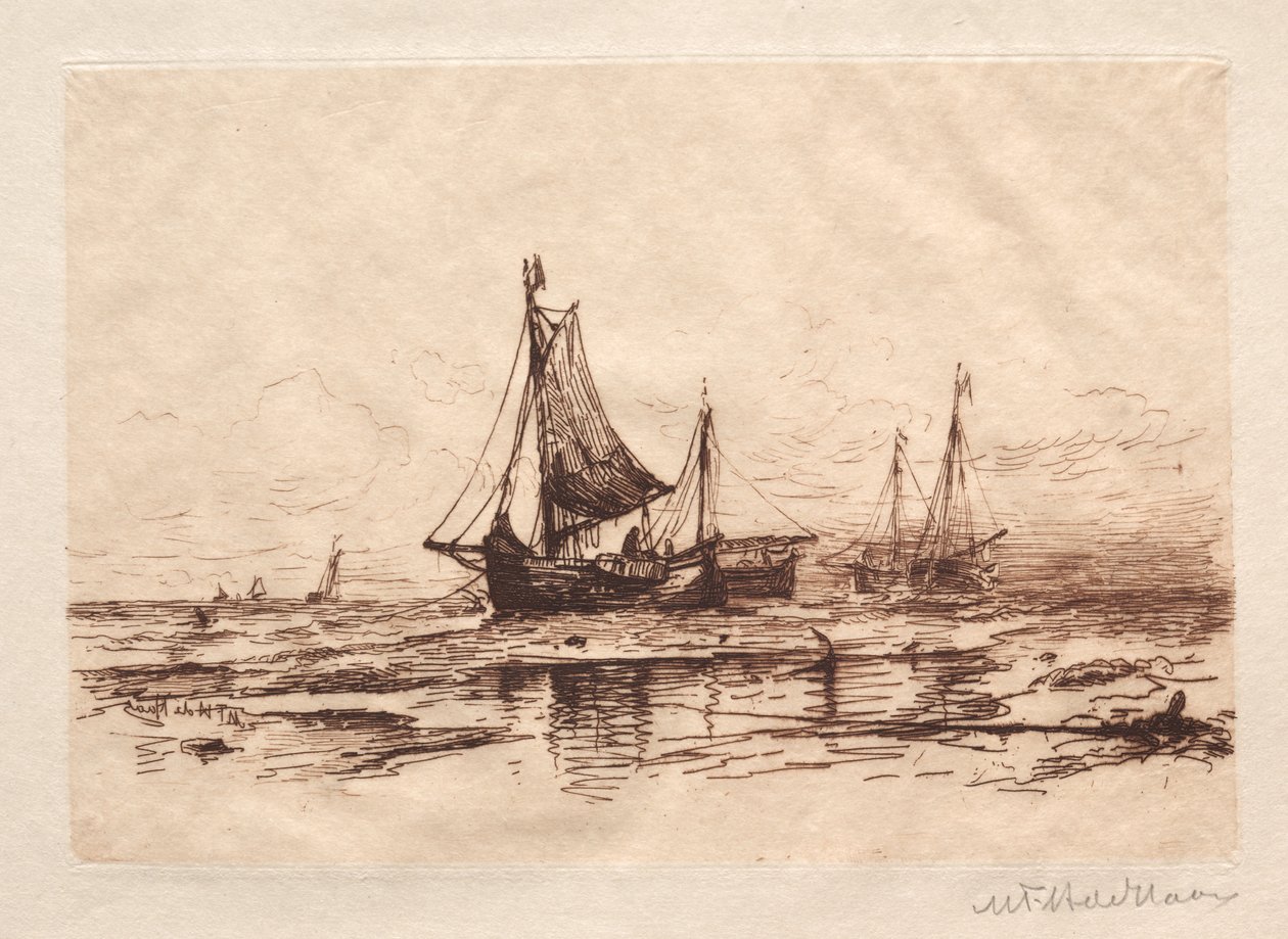Barcos de pesca en la playa de Scheveningen de Maurits Frederik Hendrik De Haas