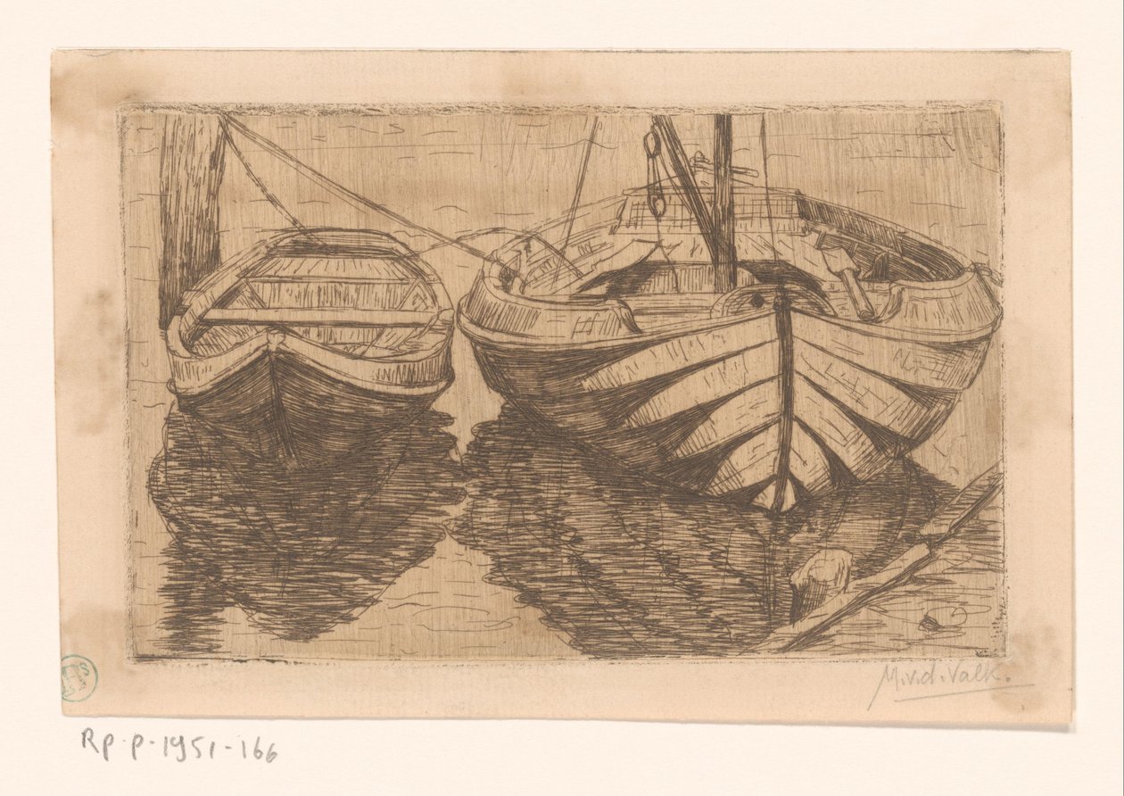Barco de remo y velero de Maurits van der Valk (signed by artist)