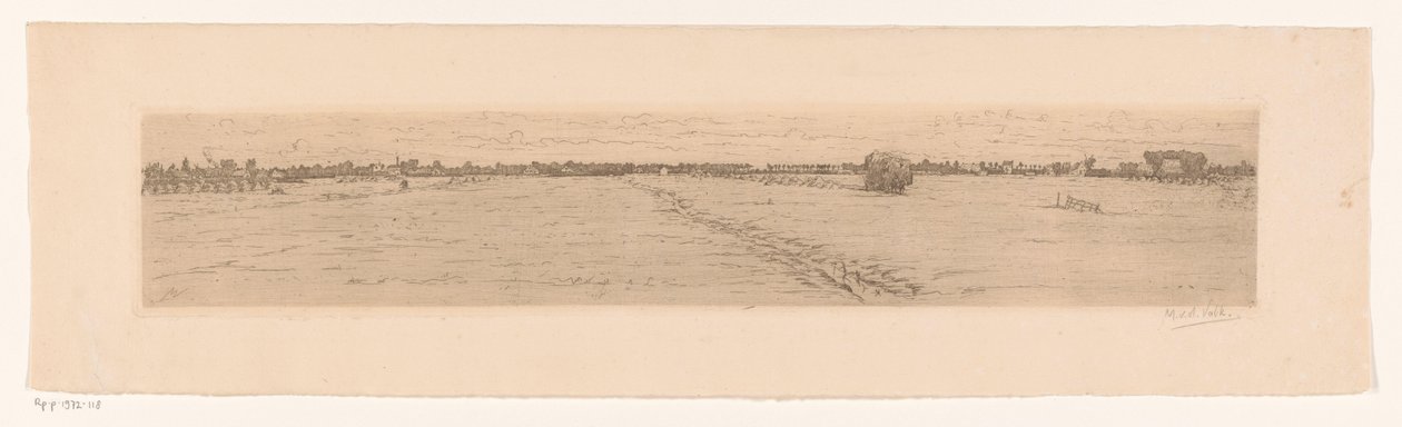 Paisaje de pradera con carro de heno de Maurits van der Valk (signed by artist)