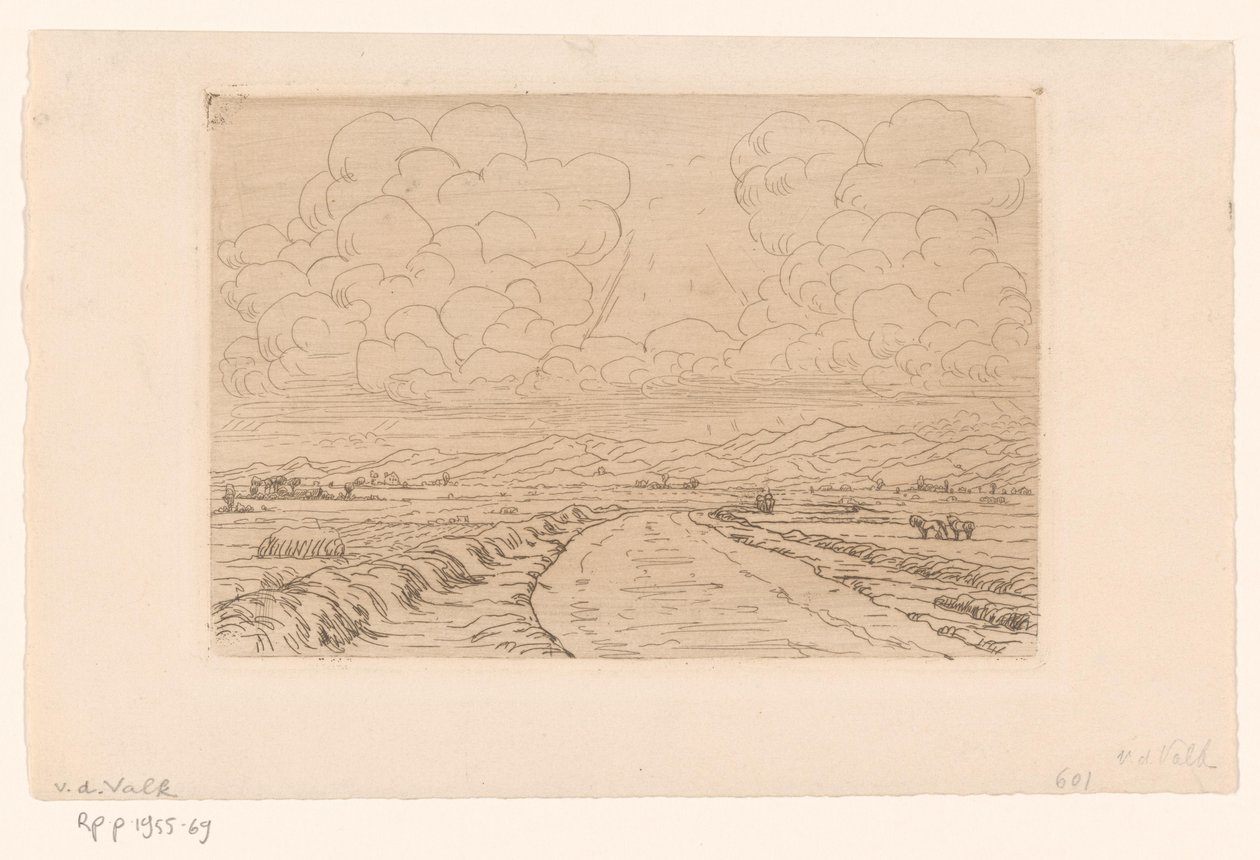 Carretera rural a través de un paisaje con colinas en el horizonte de Maurits van der Valk