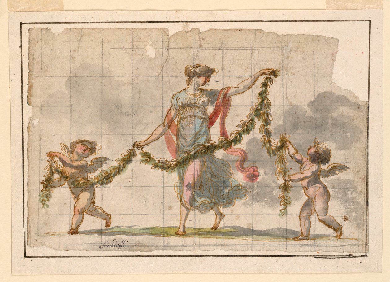 Dibujo, Pintura mural, ca. 1820 de Mauro Gandolfi