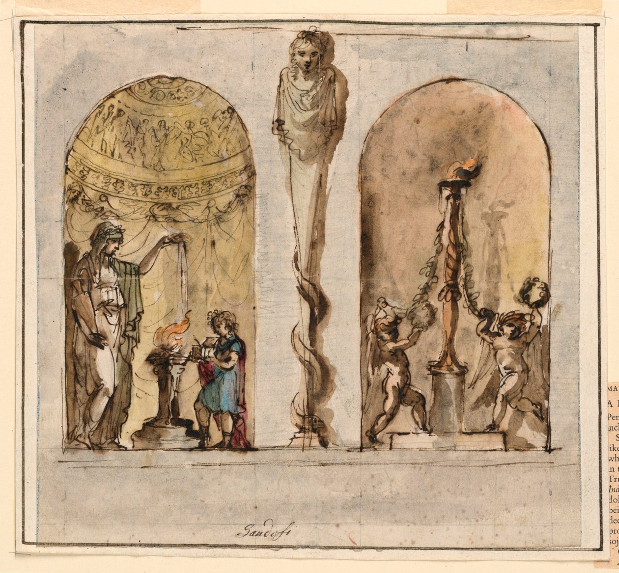 Dibujo, Decoración mural pintada, 1800-1830 de Mauro Gandolfi