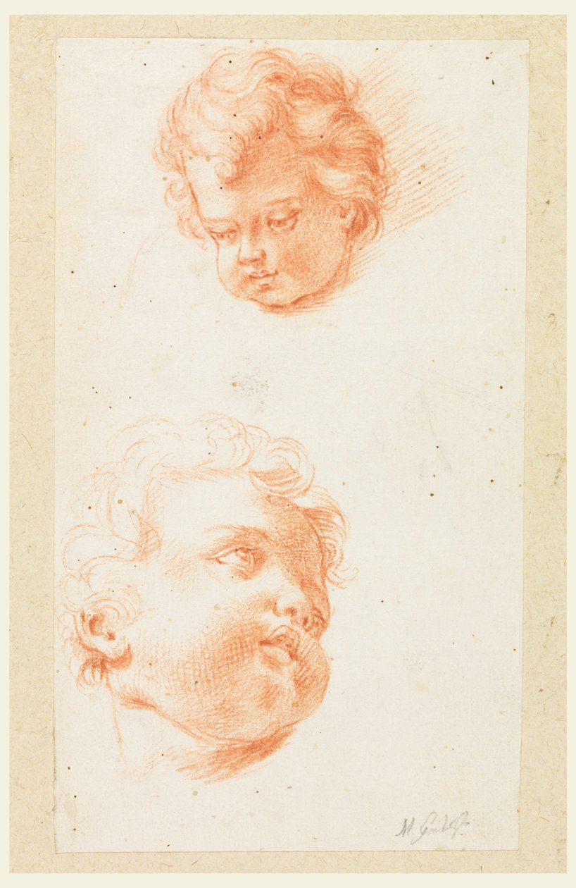 Dibujo, Estudios: Dos cabezas de niños, finales del siglo XVIII de Mauro Gandolfi