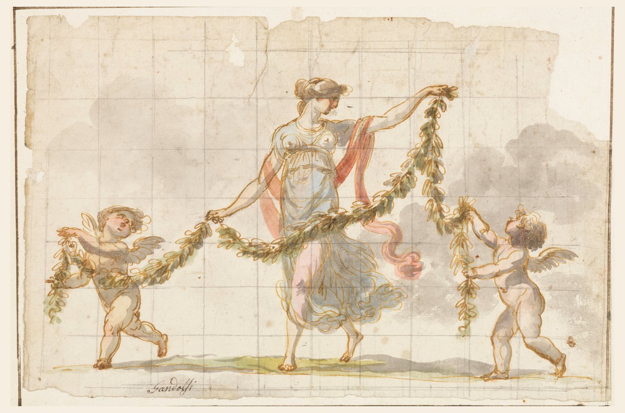 Dibujo, Pintura mural, hacia 1820 de Mauro Gandolfi