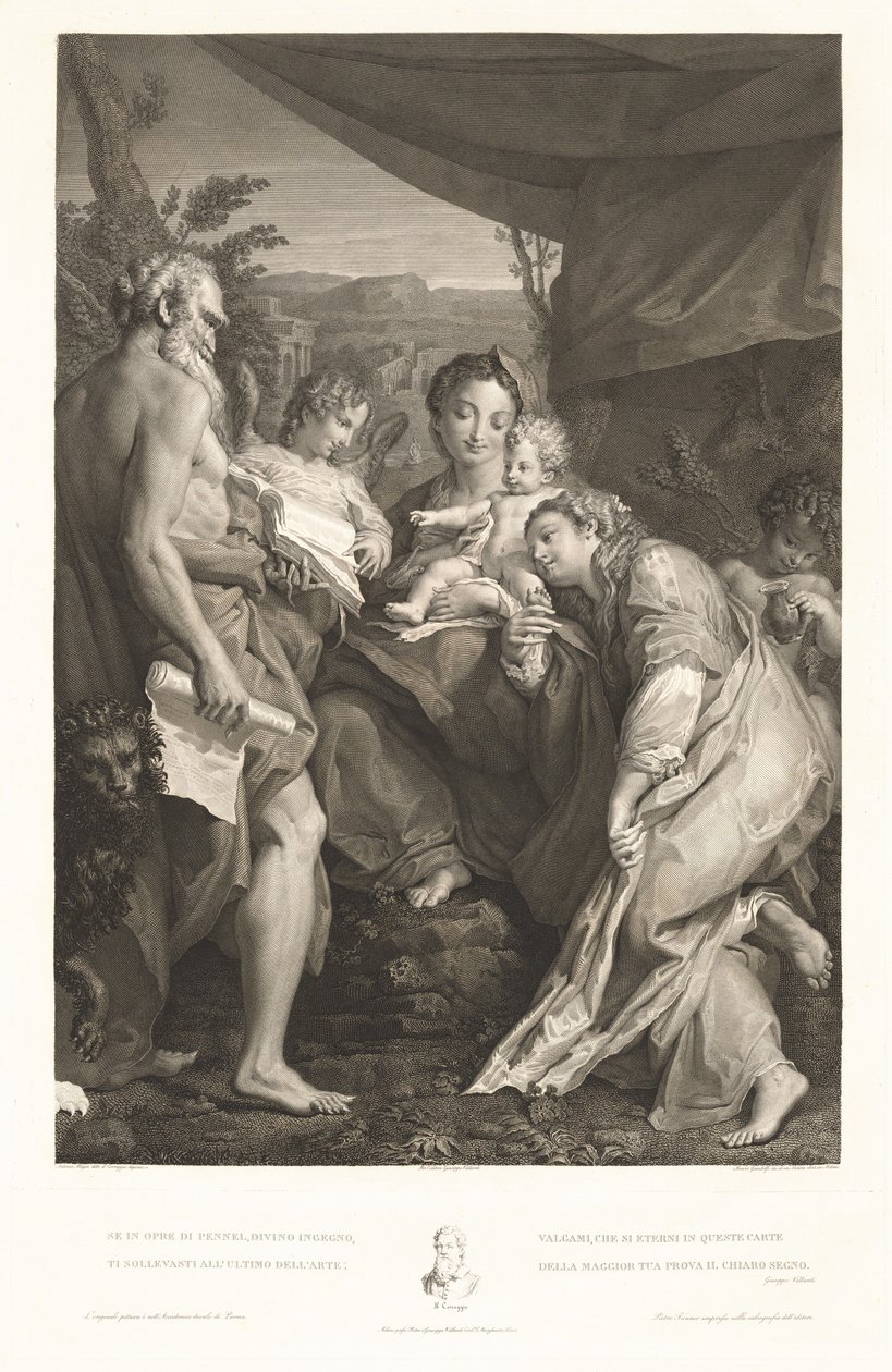 Virgen y Niño con los santos Jerónimo y Catalina y un ángel de Mauro Gandolfi, after Correggio