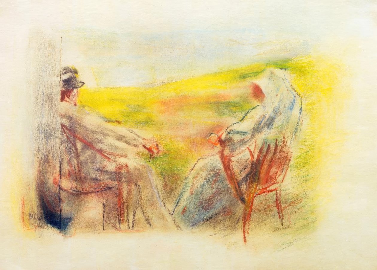 Dama y caballero frente a un paisaje de dunas de Max Liebermann