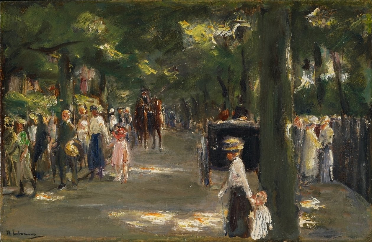 La gran calle del lago en Wannsee con paseantes de Max Liebermann
