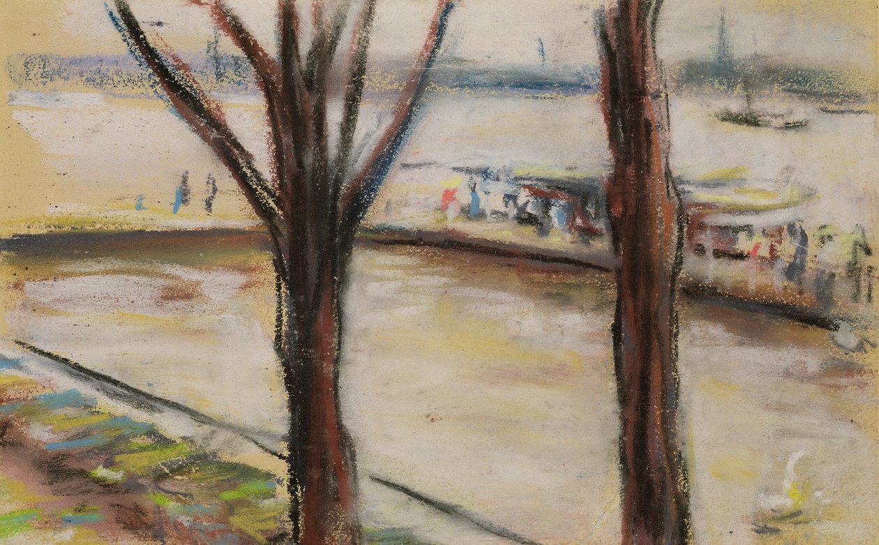 Embarcadero en el Uhlenhorster Fahrhaus en otoño, 1909 de Max Liebermann
