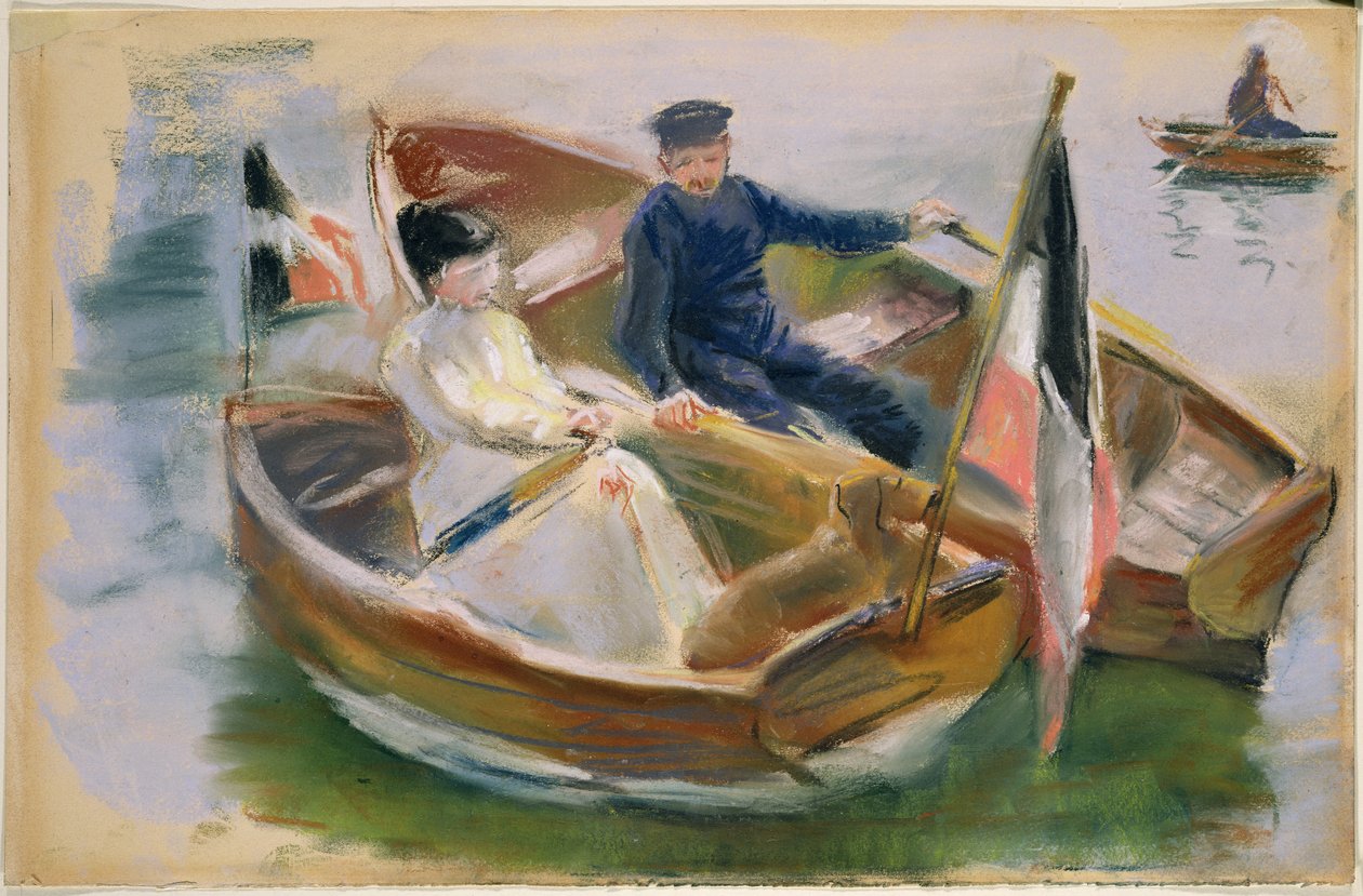 Dos barcos con banderas, Wannsee, 1910 de Max Liebermann