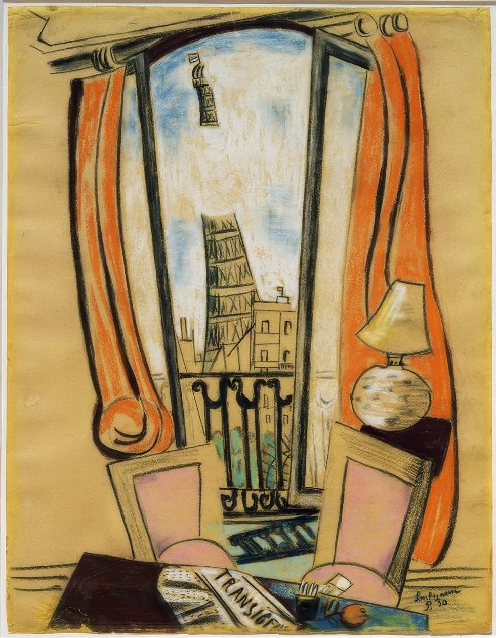 Vista desde la ventana (Torre Eiffel) de Max Beckmann