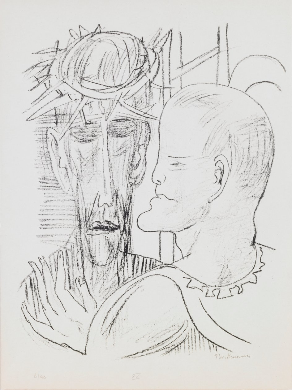 Cristo y Pilatos, lámina 15 del portafolio “Día y Sueño” de Max Beckmann
