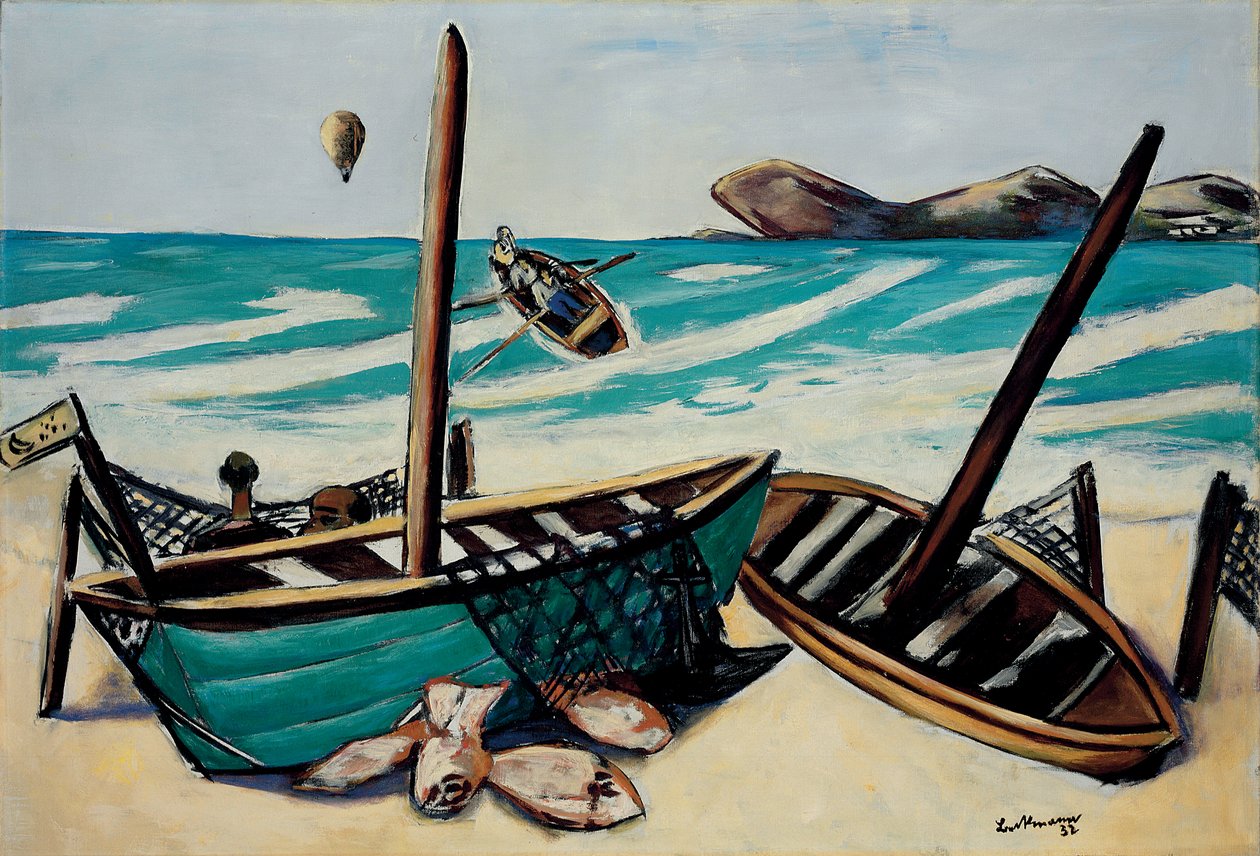 Paisaje costero con globo de Max Beckmann
