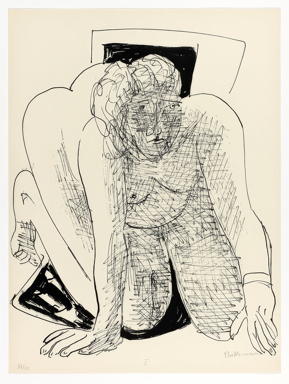 Mujer arrastrándose, lámina cinco de Day and Dream de Max Beckmann