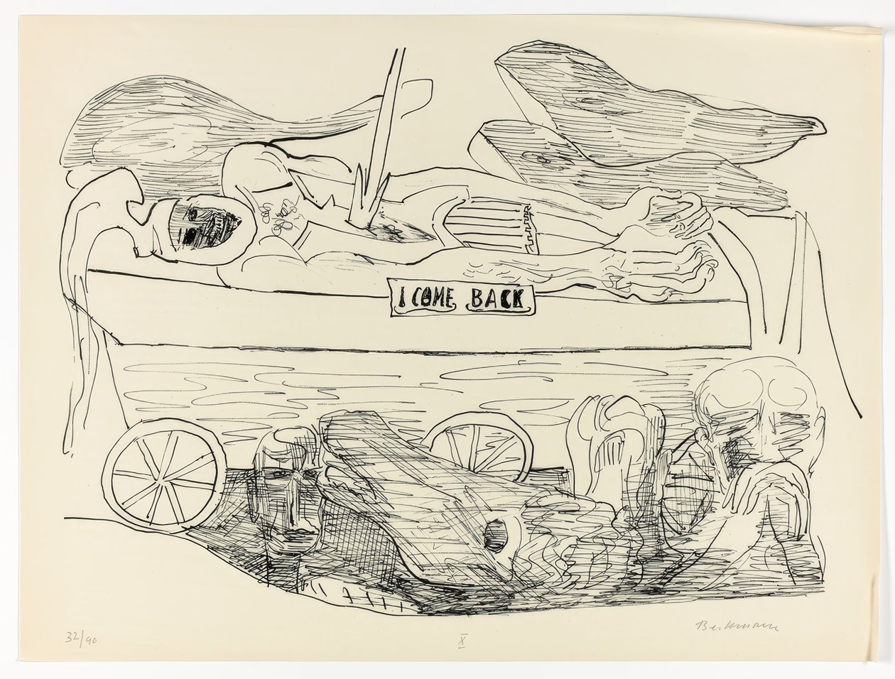 Sueño de Guerra, lámina 10 de Día y Sueño de Max Beckmann