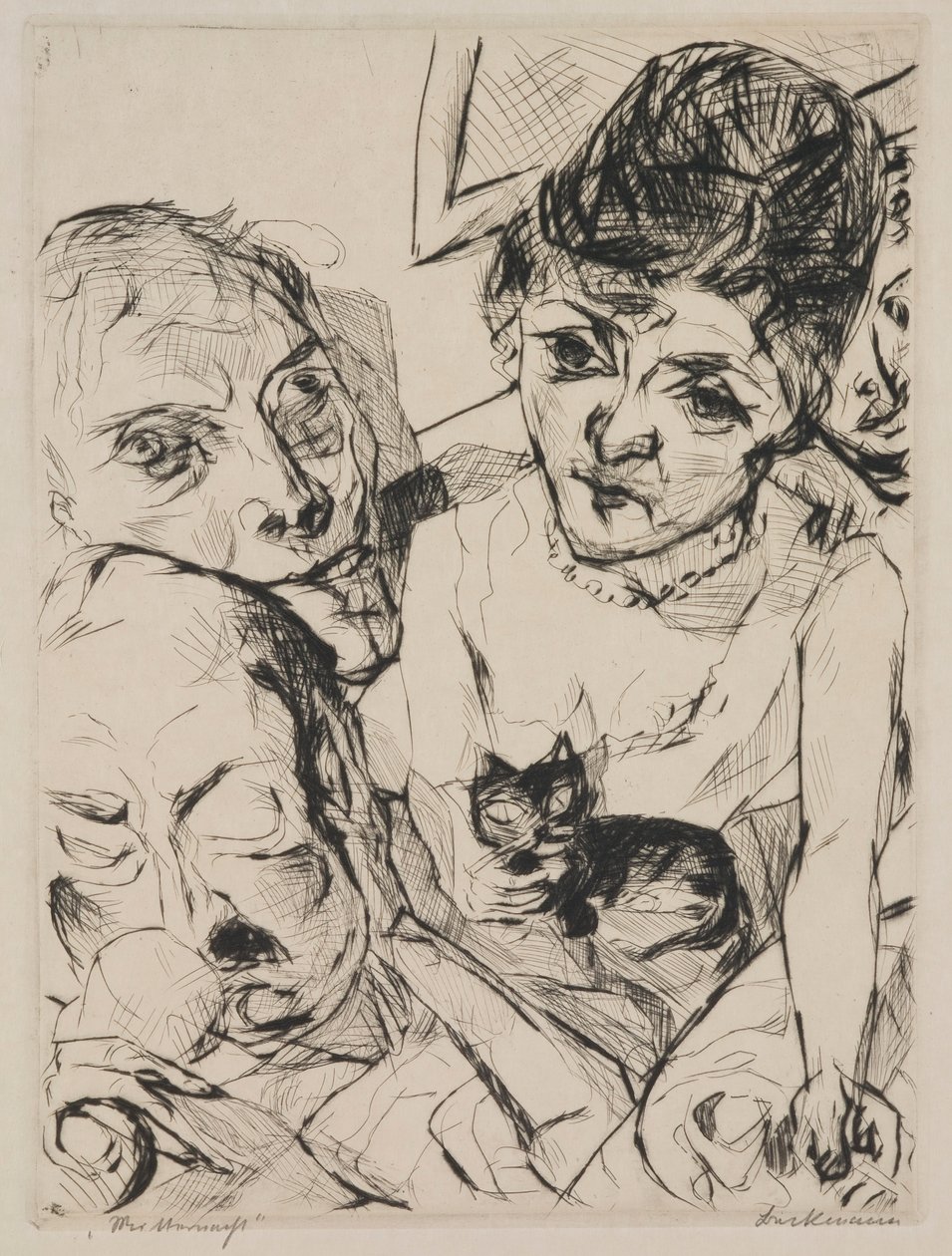 Tarde (Autorretrato con los Battenberg), placa 10 del portafolio "Rostros" de Max Beckmann