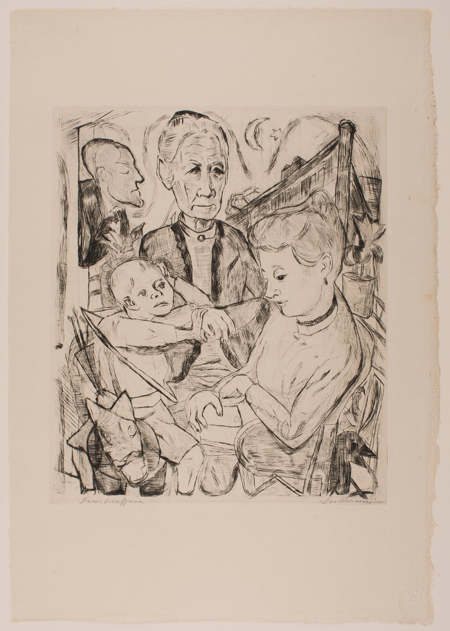 Escena familiar (Familia Beckmann), lámina 2 del portafolio “Rostros” de Max Beckmann