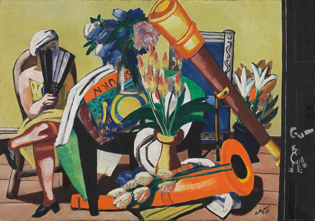 Gran naturaleza muerta con telescopio de Max Beckmann