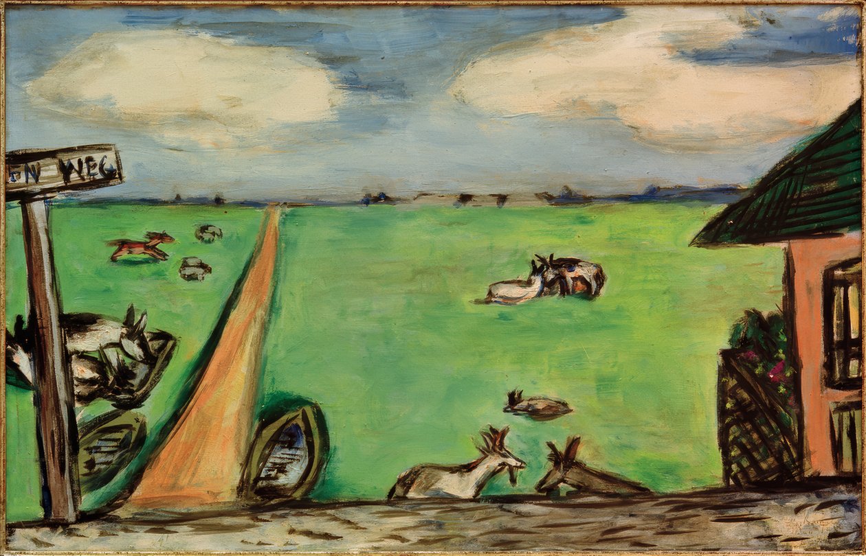 Pradera verde con vacas de Max Beckmann