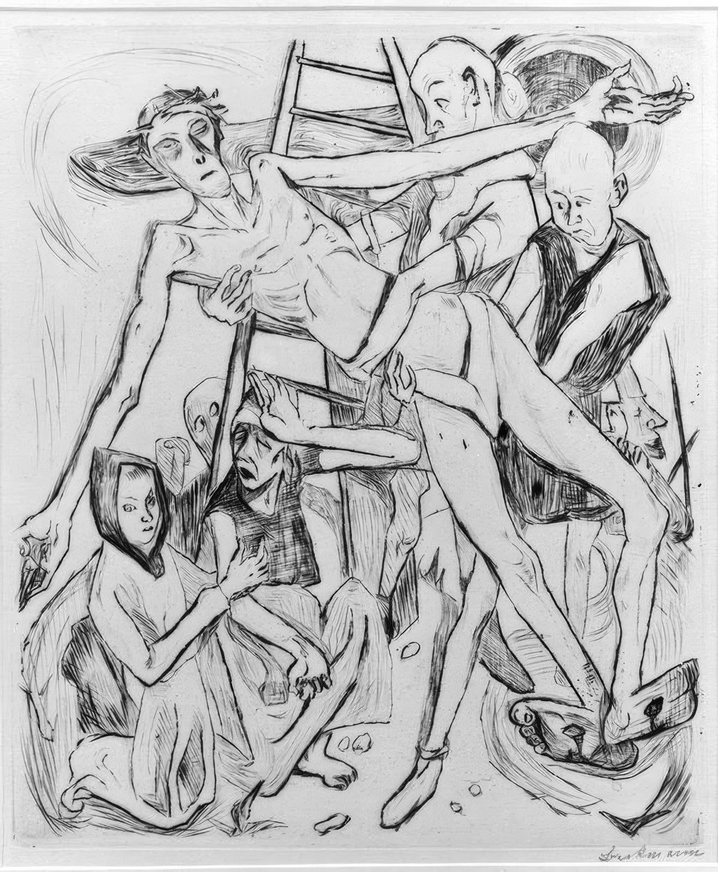 Desnudo Parcial con Gato de Max Beckmann