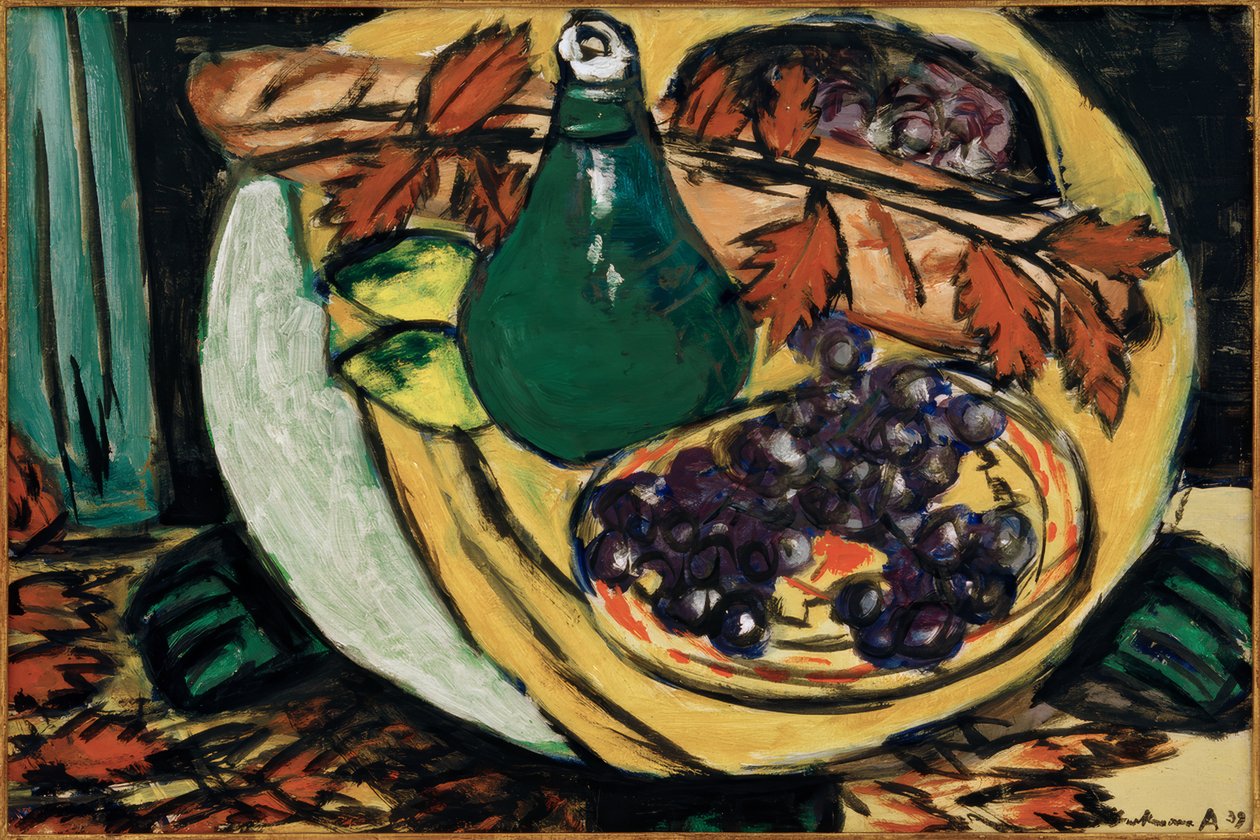 Naturaleza muerta de otoño con uvas de Max Beckmann